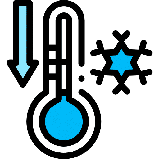 Thermomètre à mercure indiquant une température basse avec un flocon de neige, symbole de froid.